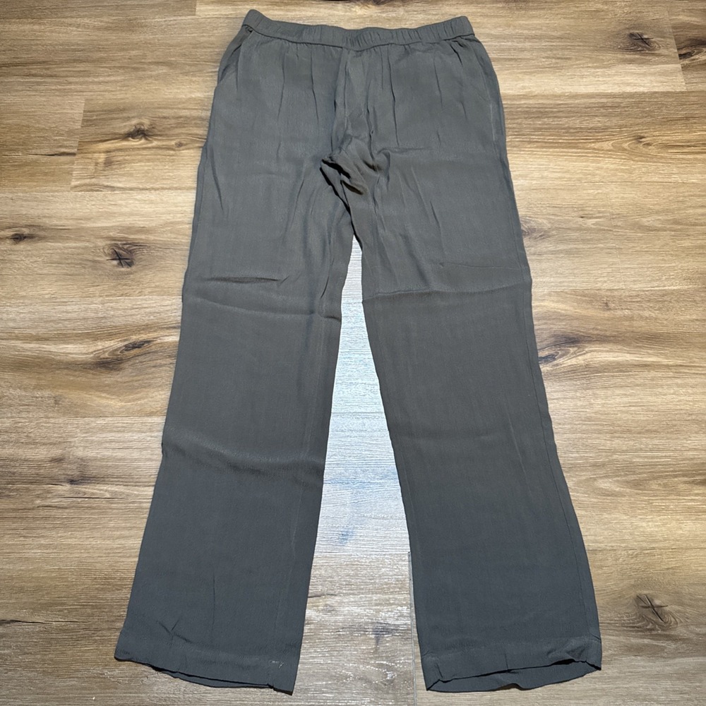 Enza Costa Women's Size 3 Rayon Loose Fit Pants w/ Pockets Olive Green‎